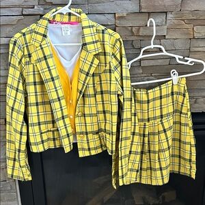 NWOT 3 Piece Cher Clueless Costume; Yellow Plaid Blazer and Skirt Set